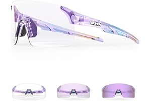 SCVCN Lunettes de Cyclisme Photochromiques Lunettes de Vélo de Montagne pour Hommes Femmes Lunettes de Soleil de Sport Sans Cadre S142