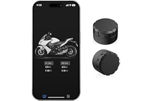 Moman Moto TPMS 2 Sensori Sistema di controllo della pressione degli pneumatici con app, pressione dei pneumatici e monitor della temperatura con funzione di allarme, compatibile solo con iOS e