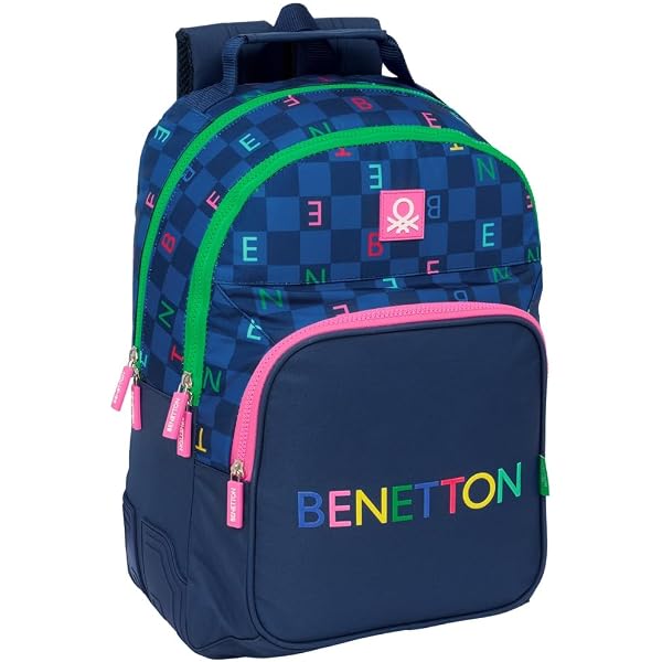 Portaflauto Benetton Damero Blu Marino 37 x 8 x 2 cm