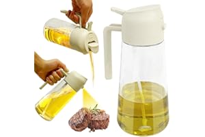 Liujiami 450ml 2-in-1 Spray Design Oil Dispenser Bottle Auto Flip Olive Oil Sprayer Leakproof Vinegar Sprayer for Kitchen Cooking Air Fryer Roasting Salad Baking Grilling