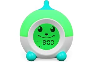 iHoo Kinder Wecker, Kleinkind Schlaf Training Uhr mit Emoji, Kleinkinder Nacht Licht Uhr für Kinder Schlafzimmer