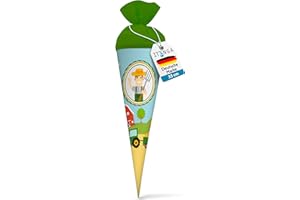 itenga Geschwisterschultüte 35cm für Kinder Geschenkverpackung Schultüte klein Kindergarten Zuckertüte (Bauernhof Traktor)