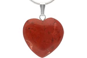 Lebensquelle Plus Pendentif en forme de cœur en pierre précieuse véritable 2 x 2 cm - Pendentif en forme de cœur avec œillet argenté, 2 cm, Jaspe, Divers