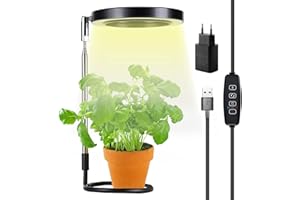UYDF Lampada Piante,Lampada per Piante Altezza Regolabile,Lampade Coltivazione Indoor con 9 Luminosità,Timer Automatico 3/9/12H per Piccole Piante Serra Idroponica,Orto Verticale,Smart Garden