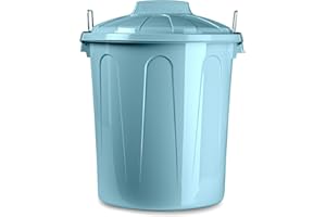 CABLEPELADO Cubo de Basura con tapa, Cubo basura Industrial, Cubo basura Plástico con asas metálicas, Contenedor residuos, 40 cm alto x 33 cm Diámetro superior, Capacidad 21 Litros, Azul claro