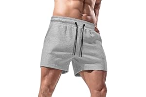 Lehmanlin Pantaloncini Uomo Sportivi Allenamento da Uomo con Tasche Shorts in Ccotone da Bodybuilding da 12,7cm Cucitura Interna