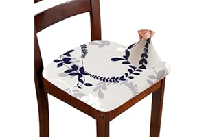 ZHILING Stretch Chair Seat Covers for Dining Room Set of 6, Elastic Dining Chair Seat Protector Cover Removable Washable Chair Slipcovers with Ties