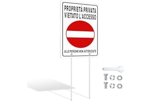 SINMAO Proprietà Privata Cartelli in Alluminio con Staffa 30x20cm, Vietato L'accesso alle Persone non Autorizzate Longitudinale incl. viti e Accessori di Montaggio