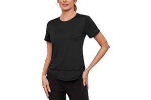 AORUILIA Women's Gym Tops Ladies Sports Running T-Shirt Activewear Gym Yoga Workout Top Loose Crew Neck Quick Dry Short Sleeve Tee Shirts