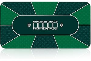 Amrocky Professional Poker Mat, 180 x 90 cm, 8-10 Player, Portable, Rubber, Texas Hold'em, Blackjack, Casino
