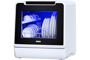 HAVA Table Top Dishwasher, New Upgraded Model Countertop Dishwasher 8 Wash Programs with Child Lock & Delayed Start Function, 5L Water Tank - No Hookup Needed