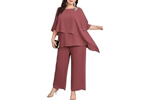 Hanna Nikole Conjunto de 2 piezas para mujer, tallas grandes, elegante, conjunto de 2 piezas, traje de cóctel, fiesta, pantalones festivos, camiseta de gasa de dos piezas y traje de pantalón de