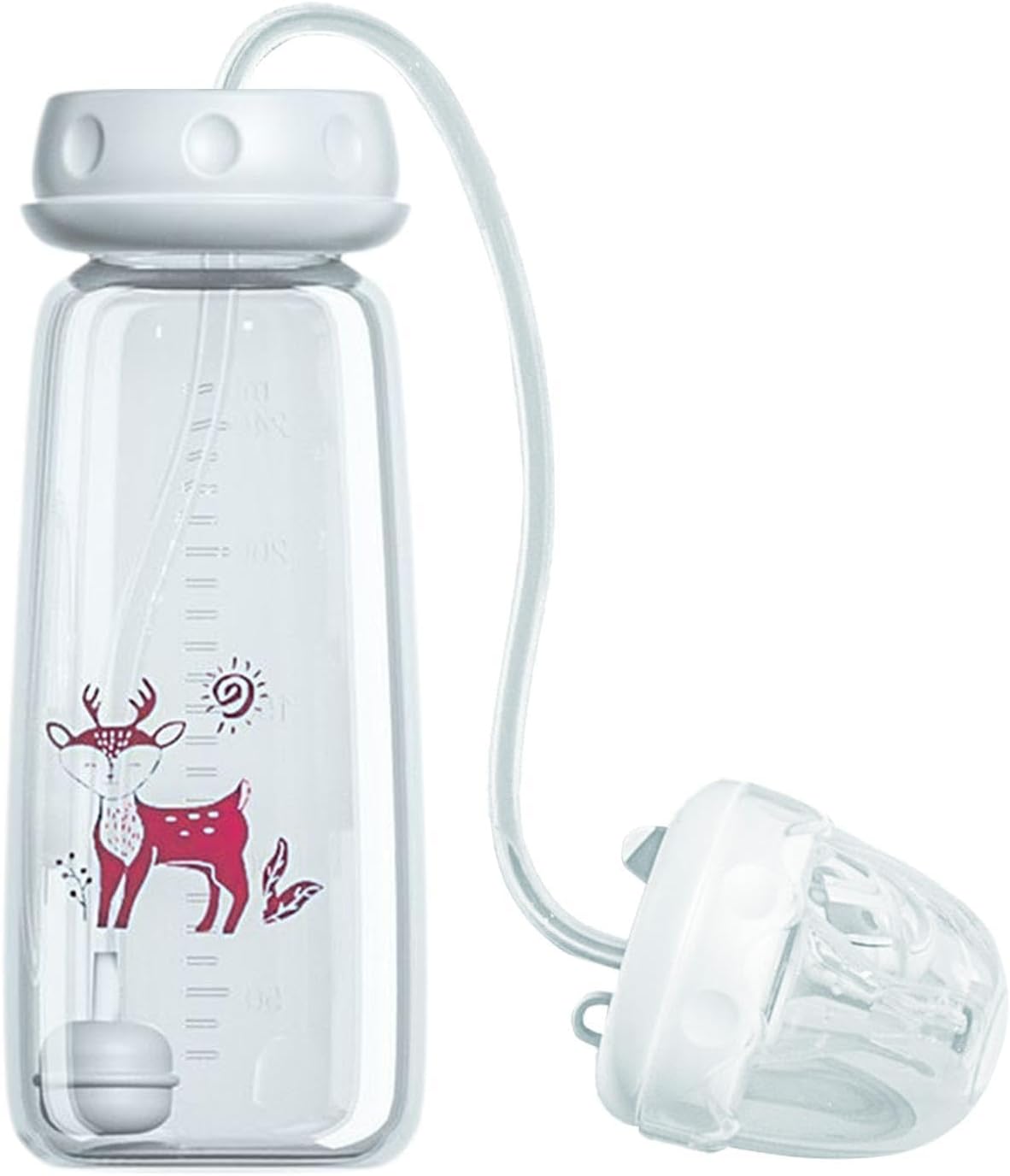 3-i n-1 Hands Free Anti Colic Babys Bottle - 240ml Silicone Feeder with Nipple Straw, Adjustable Fast Flow Milk Bottle, AntiColic FeedingBottle for Boys Girls Indoor Outdoor Home Bedroom Living Room