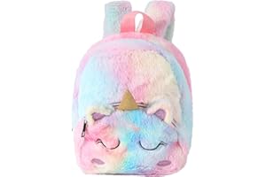 Hifot Mini Unicornio Peluche Mochilas para Niño, Lindo Suave Mochila Mochila de Viaje Guarderia Bolsa Unicornio Regalos para Niñas(8 in 3-6 Años