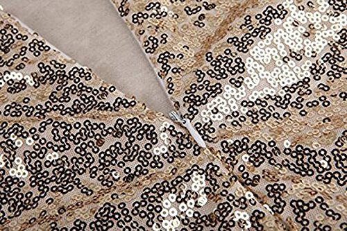 YaoDgFa Damen Paillettenkleid Minikleid Cocktailkleid Abendkleid Partykleider Etui Kleid mit Pailletten Langarm Rückenfrei Kurz - 3