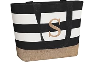 TAHAVICE Initial Canvas Tote Bag, Bolsas personalizadas para mujeres como regalo, Bolsa de playa para boda, cumpleaños, regalos personalizados para mujeres, mamá, profesoras, amigas, damas de honor