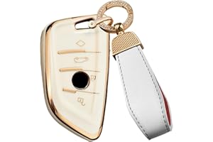 ontto Etui na kluczyki samochodowe pasuje do BMW X1, X3, X4, X5, F15, X6, F16, G30, 2, 3, 5, 7, G11, F48, F39, 520, 525, F30, 118i, 218i, 320i, TPU, etui ochronne na klucze, etui, beżowe