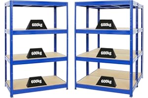 PROREGAL Mega Deal Mega Deal Set d'économie 3 étagères Professionnelles pour Charges Lourdes Dino HxLxP 180x120x60cm Capacité de Charge 600kg Bleu