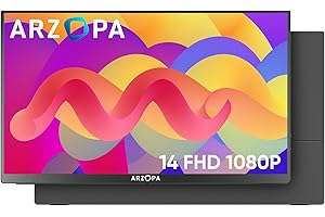 ARZOPA Portable Monitor A1 GAMUT SLIM 14 Inch FHD 100% SRGB IPS Monitor Screen with HDMI/Type-C/USB-C, Eye Care Gaming Portable Screen for Laptop/PC/PS5/Xbox