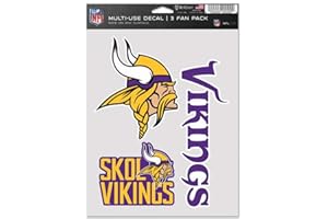 Wincraft NFL Minnesota Vikings Decal Multi Use Fan 3 Pack, Team Colors, taglia unica