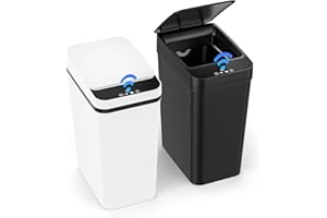 Dreamhigh 2 Pack Sensor Bin, 12L Sensor Bins for Kitchen, Automatic Bin, Sensor Kitchen Bin with Quiet Close Lid, Long Battery Life Smart Bins for Office, Living Room, Bathroom, Black White
