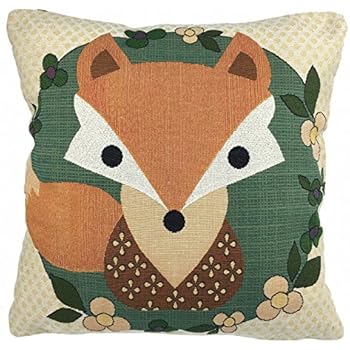 ABAKUHAUS Fuchs Kissenbezug, Füchse, Blumen und Vögel Muster, 40 x 40