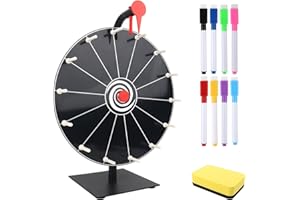KQWVZ Glücksrad zum Drehen, 30cm Glücksrad zum Selbstgestalten mit 14 Slots, Tischglücksrad, Drehrad Glücksrad, Spinnings Prize Wheel mit Radiergummi und Markierstift für Lotteriespiele Wortspiele