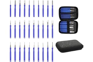 Unpoten Auspinwerkzeug 30 Stück, Auspinnwerkzeug Kfz Set, Terminal Entfernung Auspinwerkzeug, Auto Kabel Stecker, Terminal Entfernung Werkzeugsatz mit Box für Meisten Steckverbinder Terminals (Blau)