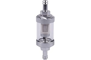 Sothat Filtre à Essence Universel pour Moteur à PéTrole Brut en Verre Chromé, Essence 5/16 Pouces, 8 Mm, Argent