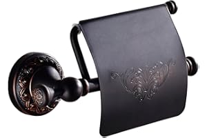 Weare Home Accesorios de baño Negro Aceite frotado Bronce Vintage Retro Estilo Antiguo de perforación Montaje en Pared Pared de Montaje de Papel higiénico Titular de Papel higiénico Impermeable