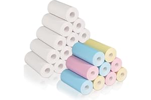 BELIHOME 24 Rollen Thermopapier für Kinderkamera, 15 Rollen Weiß 9 Rollen Bunt Druckpapier Thermopapier, Mini Drucker Papier Thermodruckerpapier Nachfülldruckpapier für Kinder Sofortbildkameras(57 x 25mm)
