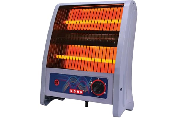Usha 2 Rod Quartz Heater | 800Watt with Low Power Consumption | Cool Touch Body | Tip Over Protection | 1 Year Warranty | (43