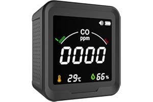 HAKINAKU Tragbarer CO-Melder Kohlenmonoxidmelder Warnmelder CO-Messgerät, 3-in-1 Kombiniertes Messgerät für CO & Temperatur & Luftfeuchtigkeit, für Reise/Camping/Wohnmobil (PTH-9D_Dunkelgrau)