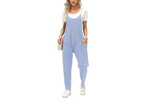 Ebifin Latzhose Damen Arbeitshose Sommer Lose Overall Jumpsuit Ärmelloser Latzhosen mit Große Taschen.