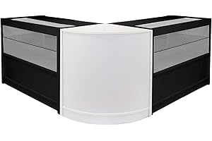 MONSTER SHOP MonsterShop Shop Counters Vape Retail Set Glass Unit Product Vaping Showcase Display Cabinet/Black (Emperor Set - C1200 (x2 Black) & CM60 (White))