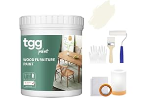 tgg Chalk Paint,Legno Mobili Vernice, 35Oz/1Kg Semi-Lucida Superfici Armadietti Controsoffitti, Vernice Base D'Acqua Per Bianco Naturale E Pareti,Pittura Per Mobili Senza Carteggiare (Vanilla White)