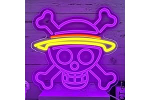 XJNOLGXIQU Panneau néon One Piec Luffy Tête de Crâne Panneau Néon Animal Néon pour Décoration Murale Lumières pour Petits Garçons Filles Convient pour Décoration Murale de Chevet