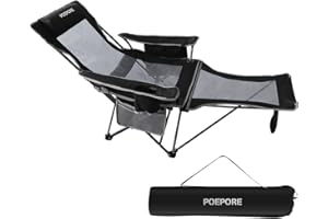 ‎POEPORE POEPORE Campingstuhl Faltbar mit Fußstütze 4-Fach Campingstühle Strandstuhl Liegestuhl für Erwachsene 120kg Klappbarer Angelstuhl mit Kühltasche Wattepad Kissen Getränkehalter