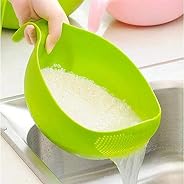 Atman Plastic Rice Fruits Vegetable Noodles Pasta Washing Bowl and Strainer for Storing and Straining (Multi Colour)