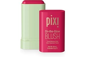 Pixi On The Glow Blush Ruby, rubor hidratante en barra con color, con ginseng y extractos de aloe vera, para mejillas y labios, 19 g, 0,6 oz, sin parabenos