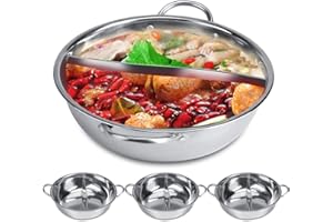 SOBOTOO Mandarin Duck Hot Pot Cooker, 30 cm in acciaio inox doppio Hot Pot induzione piano cottura Shabu