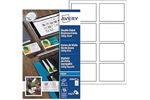Avery Zweckform C32015-25 Premium Business Cards Special Inkjet Coating on Both Sides Matte Finish 85 x 54 mm / 25 Sheets / 200 Items