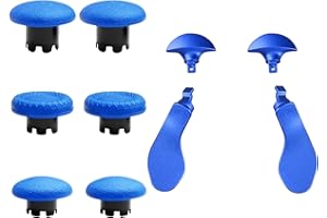 PEIXIONG 10-in-1 Metal Thumbsticks Accessories for PS5 Dualsense Edge Controller,4 Metallic Back Paddles Triggers Buttons Repair Parts with 6 Analog Joysticks for PS5 Dualsense Edge(Blue) [video game]