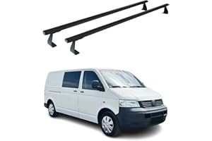 OMAC Barras portaequipajes portaequipajes compatibles con VW T5 Caravelle 2003-2015 aluminio negro – Portabicicletas portaequipajes de aluminio anodizado