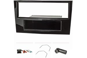 tomzz Audio 2439-059 Set copertura radio compatibile con Opel Corsa D Astra H Zafira B piano laccato nero con adattatore quadlock ISO Fakra adattatore antenna fantasma alimentazione DIN ISO staffa ...
