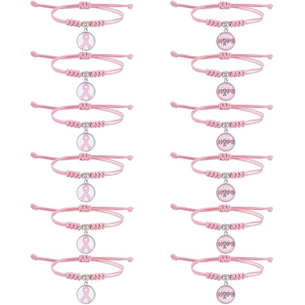 Bracelet En Cuir Octobre Rose - Sensibilisation Cancer Du Sein, Réglable, Pour Femmes Et Filles