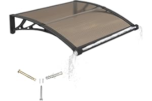 GGNEBAI Door Canopy Outdoor Awning with Drainage,120x100 cm Polycarbonate Rain Shelter with ABS Brackets,Polycarbonate Sheet,UV,Snow Protection for Porch,Front Door, Patio, Window, Deck