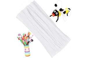 KUPPT 100 pezzi scovolini in ciniglia steli bianchi scovolini per artigianato, fai da te, decorazione di progetti artistici e artigianali (Bianco)