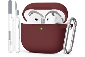 Joremx Silikon Fodral i ett stycke för AirPods 5/4 (Vinröd) | Inkl. Rengöringssats & Nyckelring, Mjukt silikonmaterial, Case