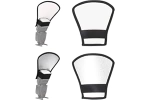UTMACH 2 Stück Blitz Diffusor Universal Blitz Reflektor 2 in 1 Mini Flash Diffuser Light Softbox Silber Weiß Reflektor Tragbare mit Gummiband für Kamera Reflektor Fotografie Studio,Licht Diffusor